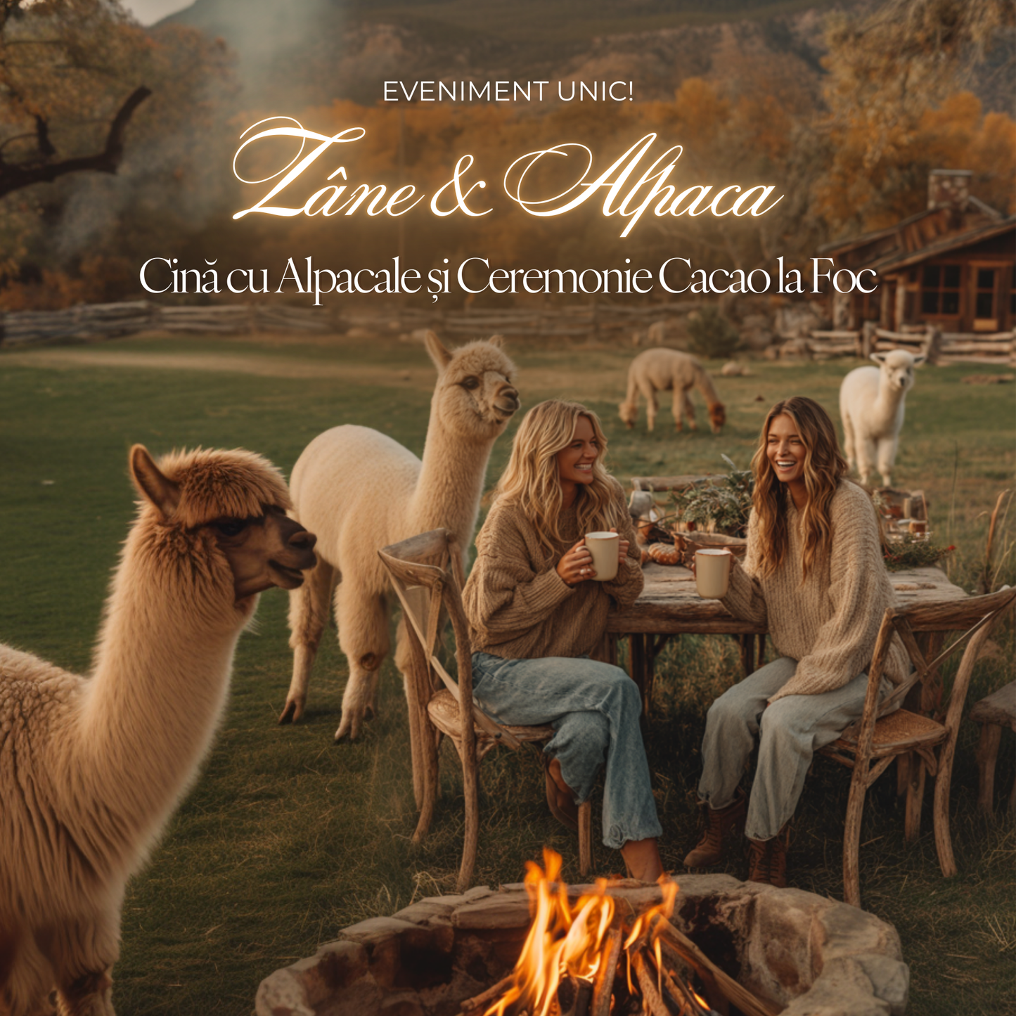 Zâne & Alpaca - Cină cu Alpacale și Ceremonie Cacao la Foc
